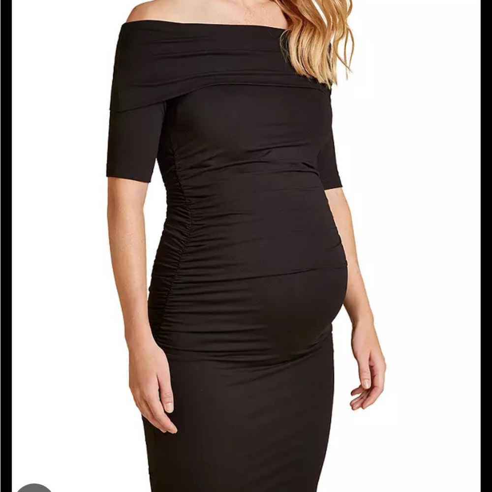 Isabella Oliver Bardot Maternity Dress in Black